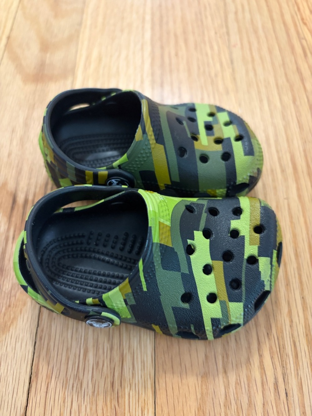 CROCS Kids Camo Green and Black Slip-On Clogs
